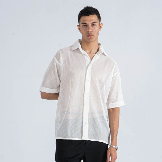 White Fish Net Shirt