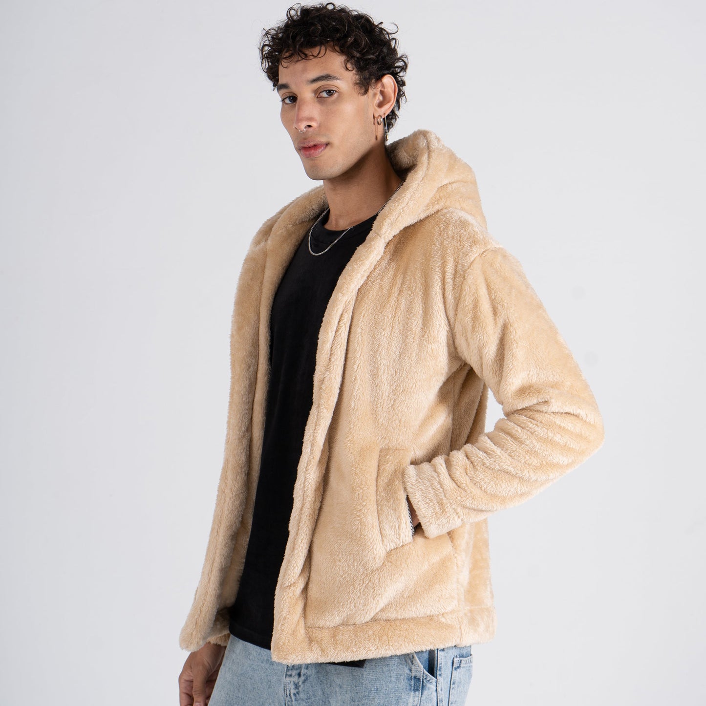 Beige Fur Jacket - oddegypt