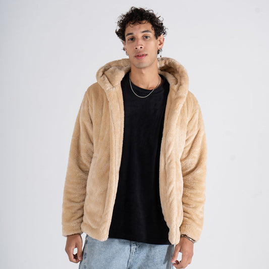 Beige Fur Jacket - oddegypt