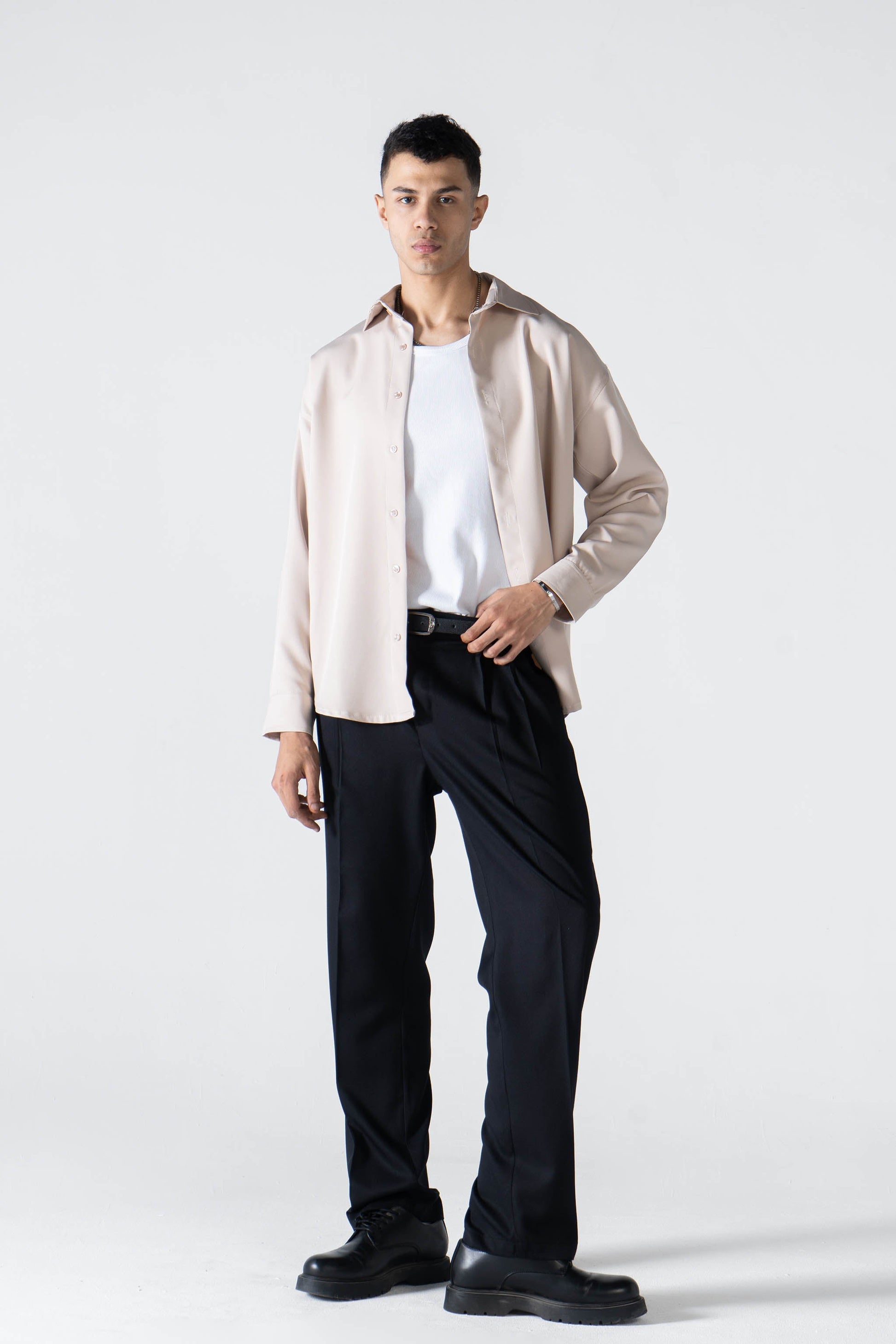 Beige Long Sleeve Shirt - oddegypt