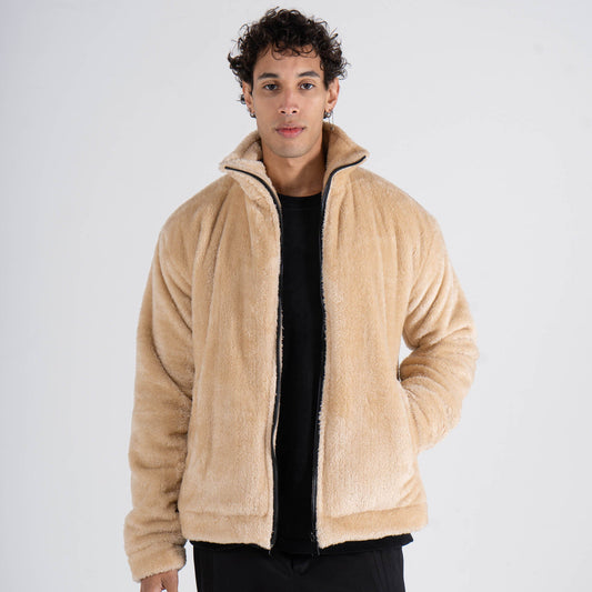 Beige Zipper Jacket - oddegypt