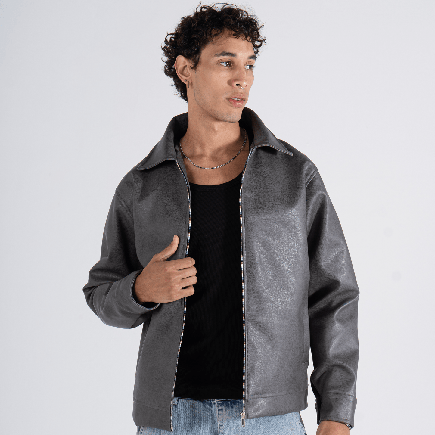 Grey Leather Jacket - oddegypt