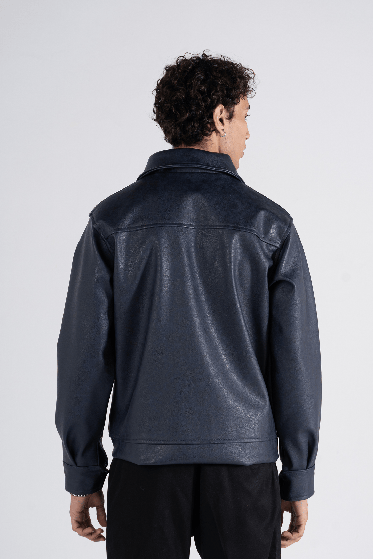 Navy Eclipse Leather Jacket - oddegypt