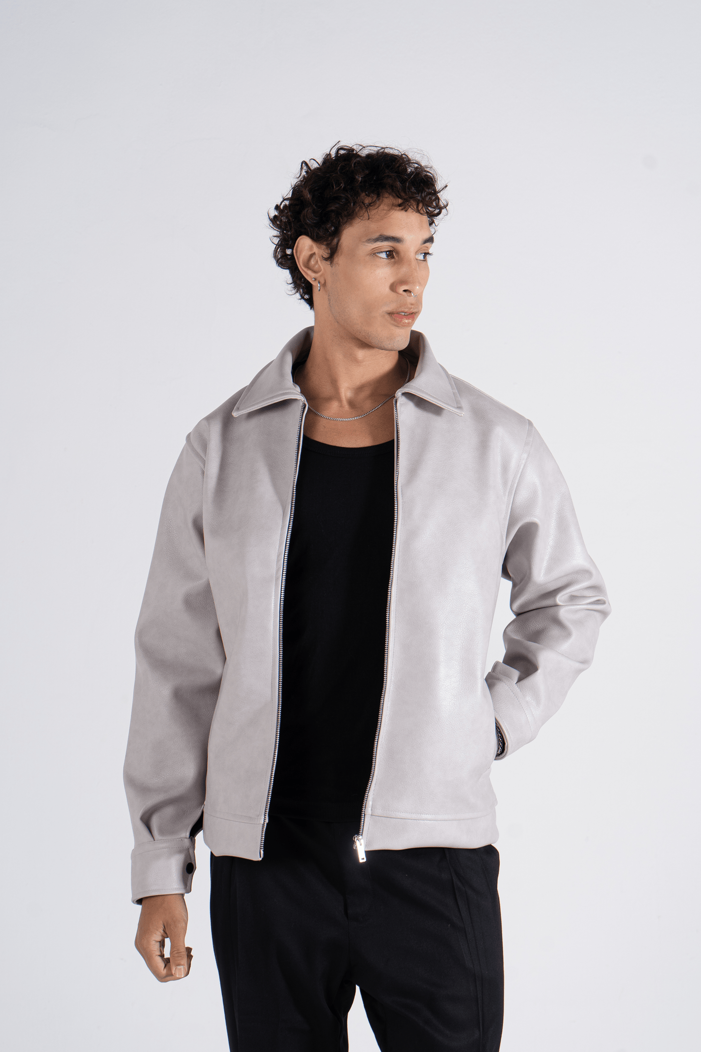 Silver Eclipse Leather Jacket - oddegypt