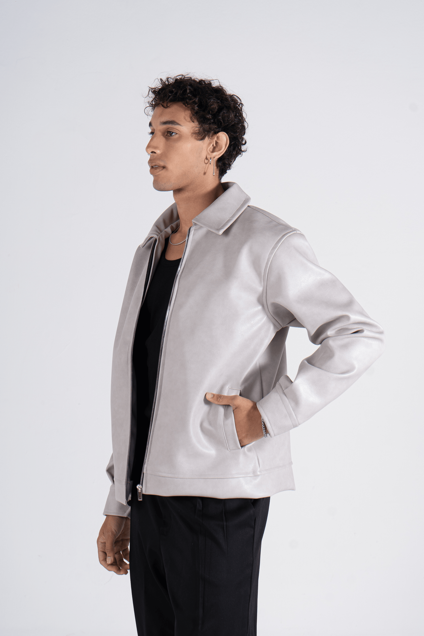 Silver Eclipse Leather Jacket - oddegypt