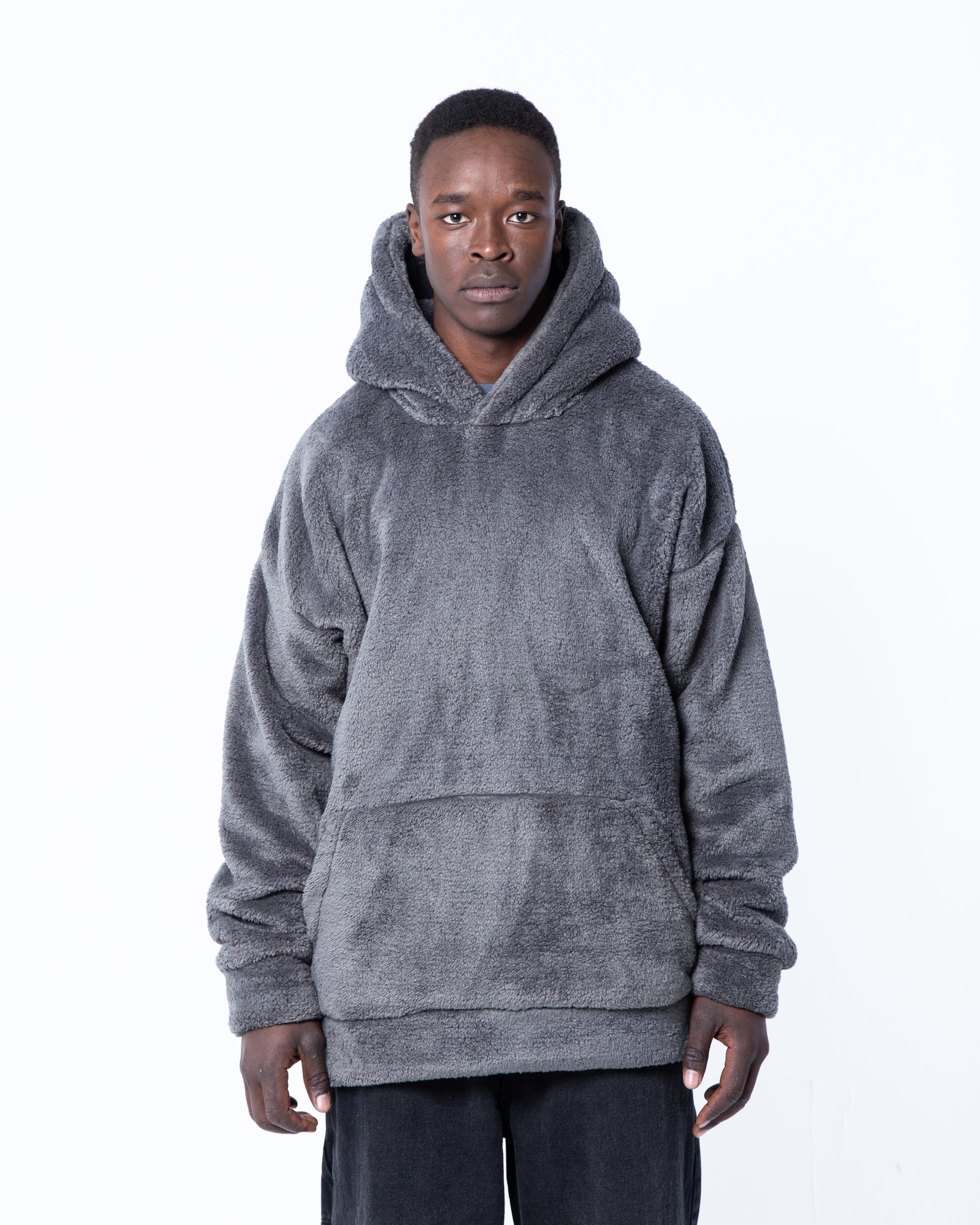 Grey outlet fur hoodie