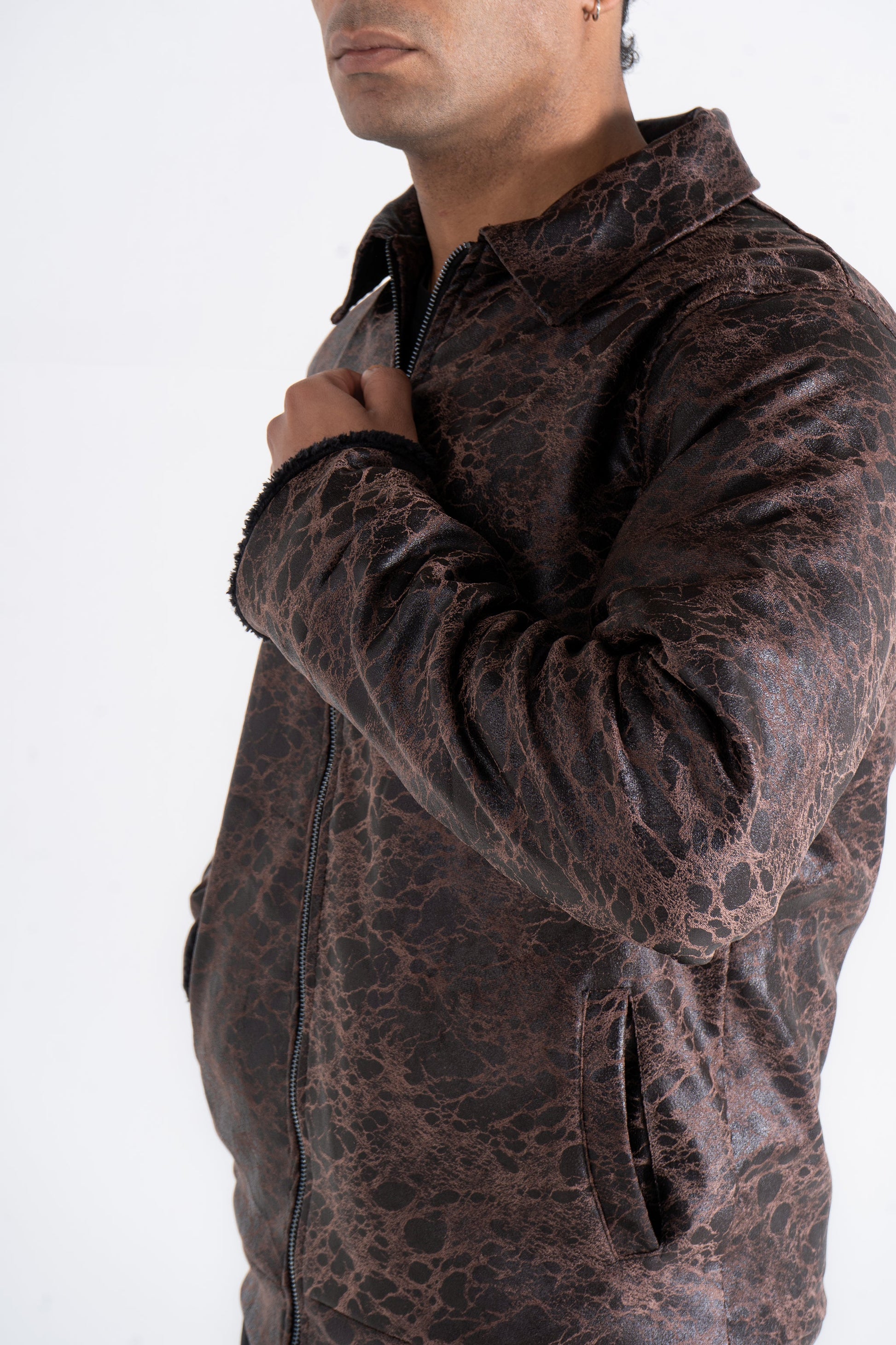 Brown Stream Leather Jacket - oddegypt