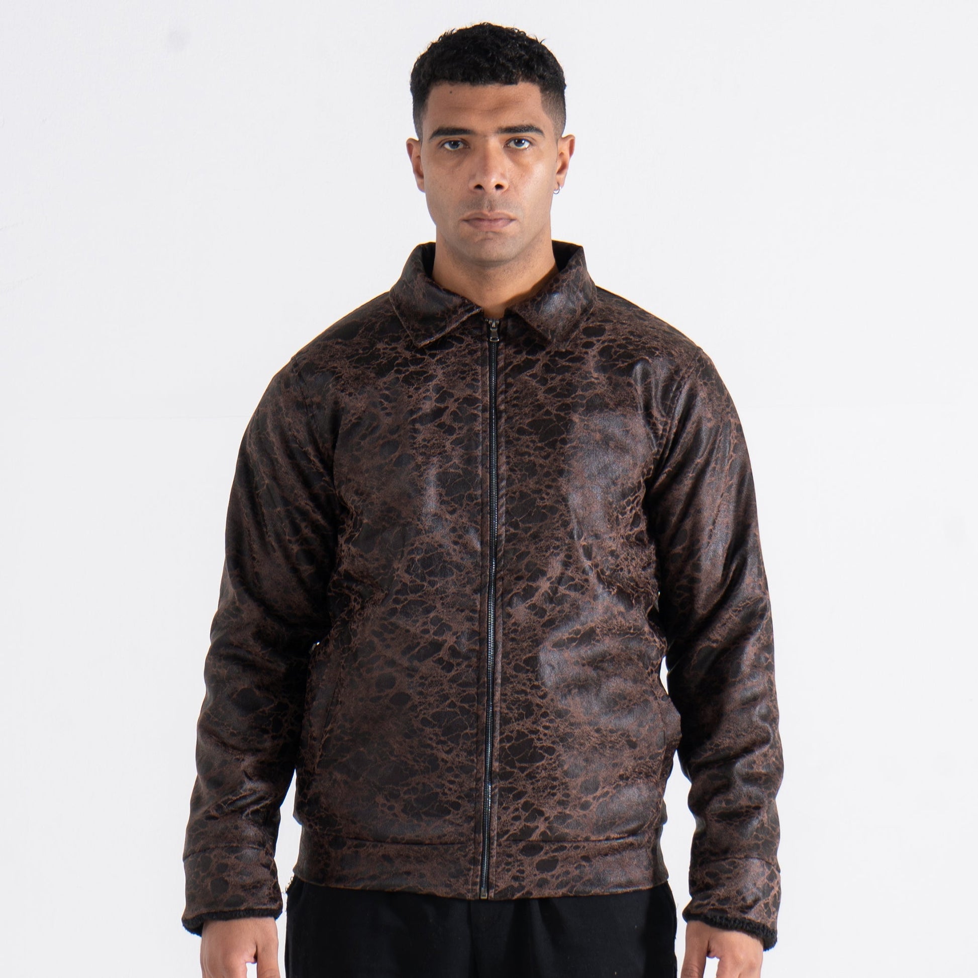 Brown Stream Leather Jacket - oddegypt