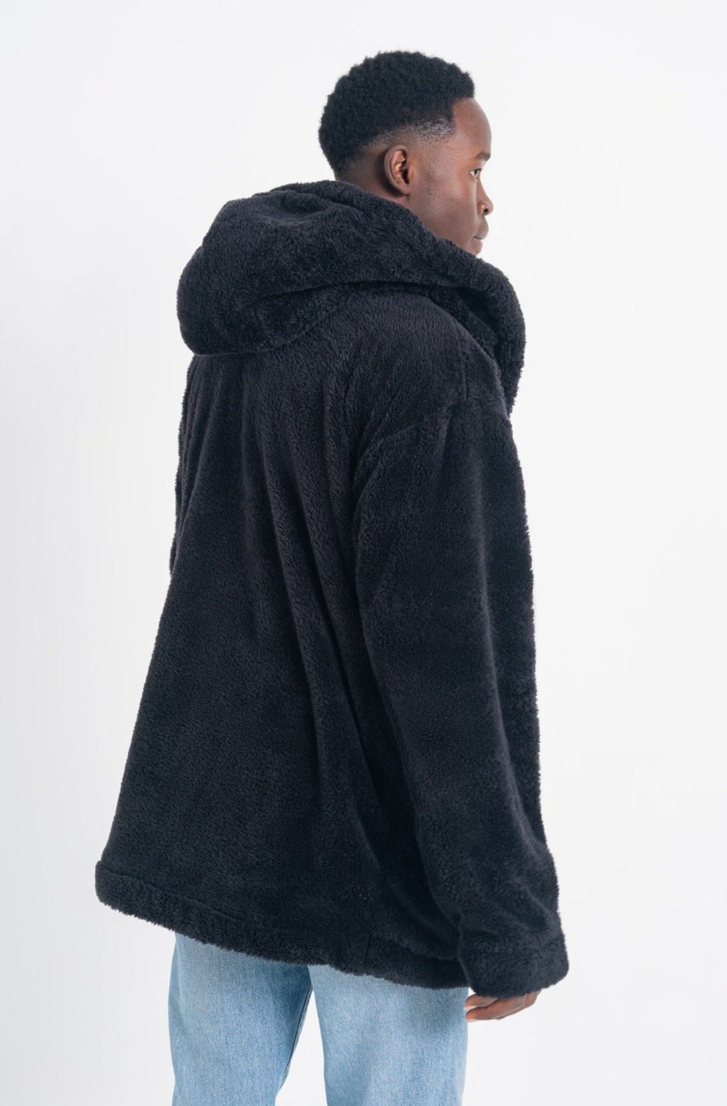 Black fur outlet hoodie